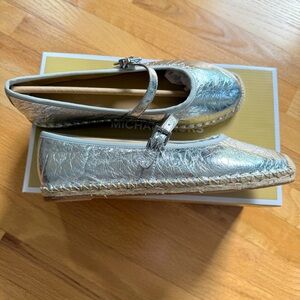 Michael Kors Espadrille, “Lynn Ballet Espadrille”, Silver, Size 9, New in Box!